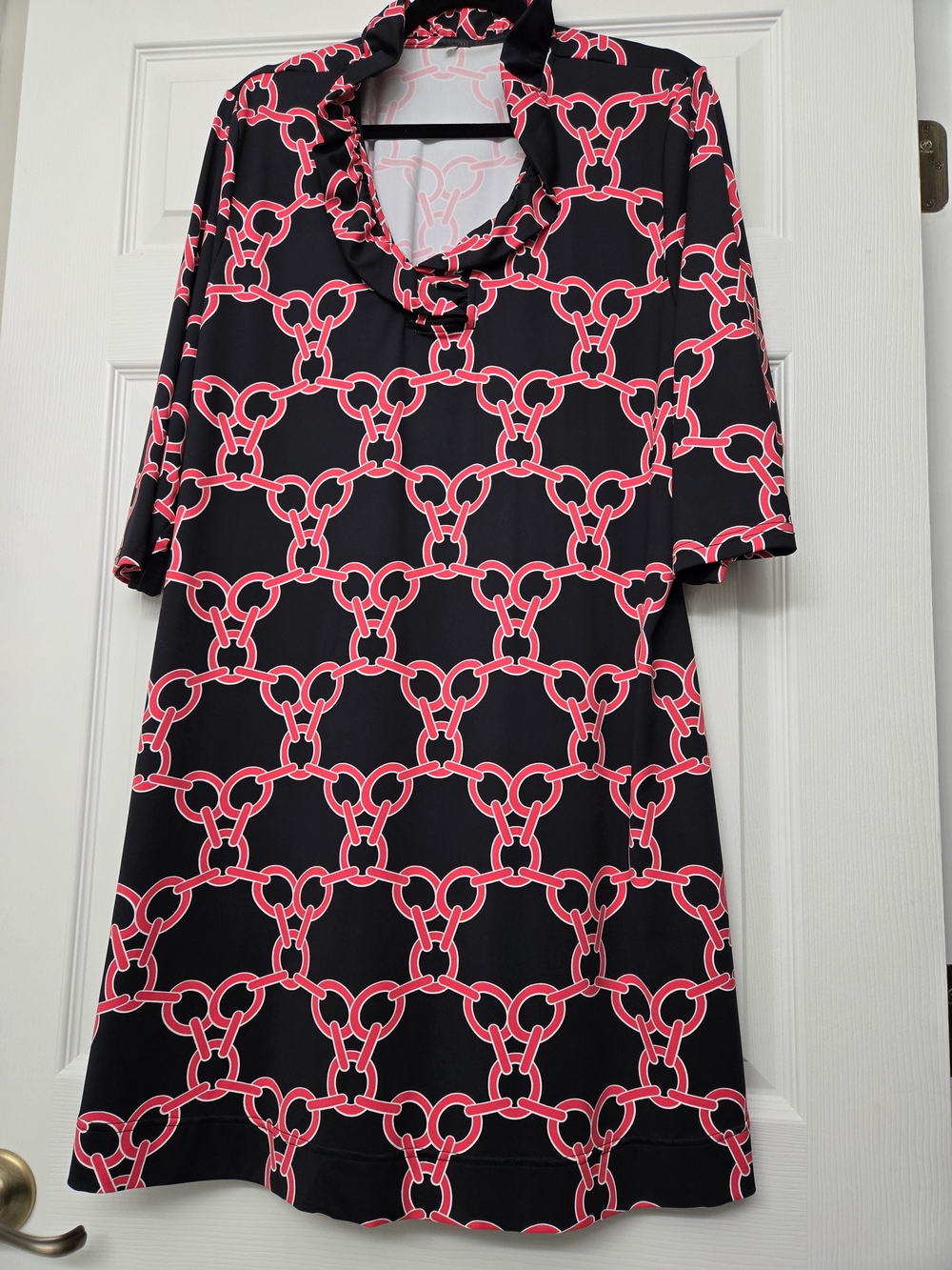Lulu-B Black & Pink Chain-Print Women’s Dress With SPF 50